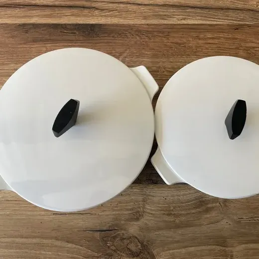 Lot de deux cocottes pyroflam deluxe blanches